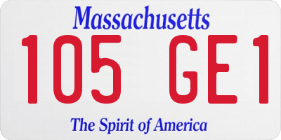 MA license plate 105GE1