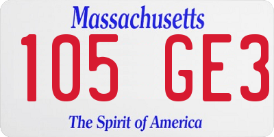 MA license plate 105GE3