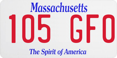 MA license plate 105GF0