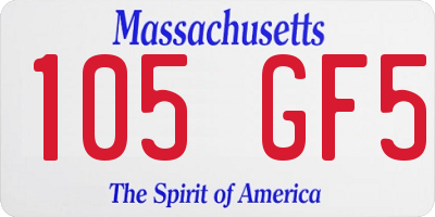 MA license plate 105GF5