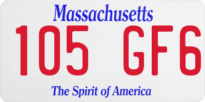 MA license plate 105GF6