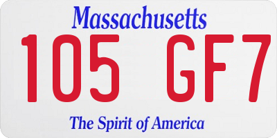 MA license plate 105GF7