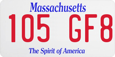 MA license plate 105GF8