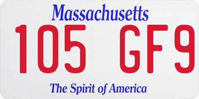 MA license plate 105GF9