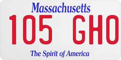 MA license plate 105GH0