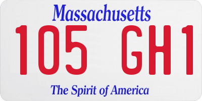 MA license plate 105GH1