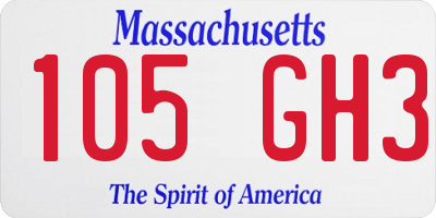 MA license plate 105GH3