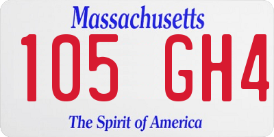 MA license plate 105GH4