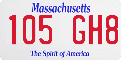 MA license plate 105GH8