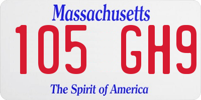 MA license plate 105GH9