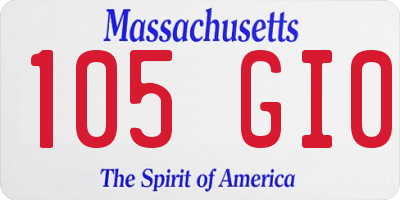 MA license plate 105GI0