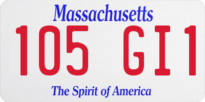 MA license plate 105GI1