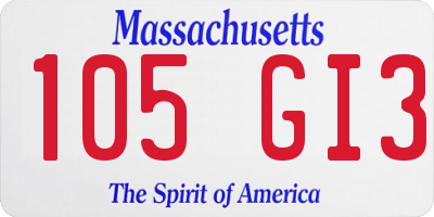MA license plate 105GI3