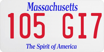 MA license plate 105GI7