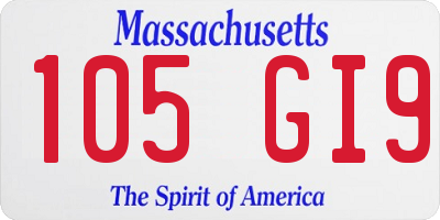 MA license plate 105GI9