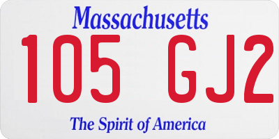 MA license plate 105GJ2