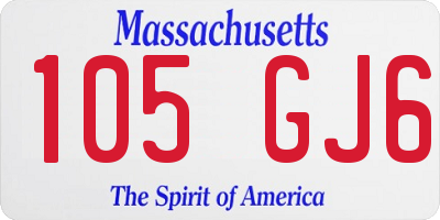 MA license plate 105GJ6