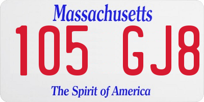 MA license plate 105GJ8