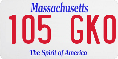 MA license plate 105GK0