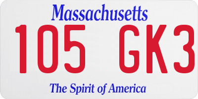 MA license plate 105GK3