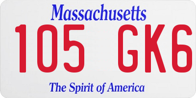 MA license plate 105GK6