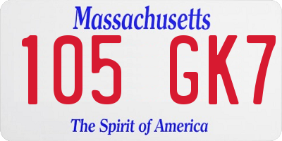 MA license plate 105GK7