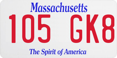 MA license plate 105GK8