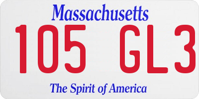 MA license plate 105GL3