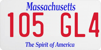 MA license plate 105GL4