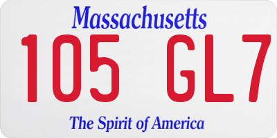 MA license plate 105GL7