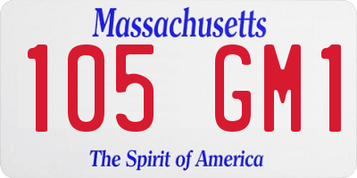 MA license plate 105GM1