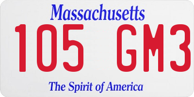 MA license plate 105GM3