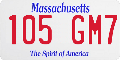 MA license plate 105GM7