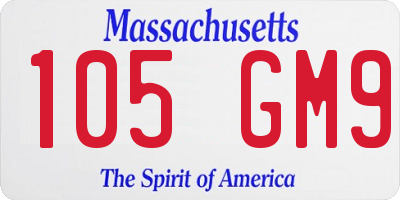 MA license plate 105GM9