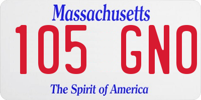 MA license plate 105GN0