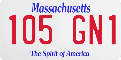 MA license plate 105GN1