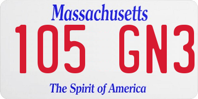 MA license plate 105GN3