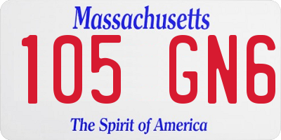 MA license plate 105GN6