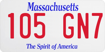 MA license plate 105GN7