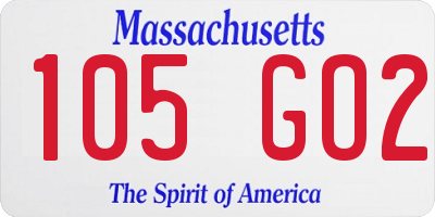 MA license plate 105GO2