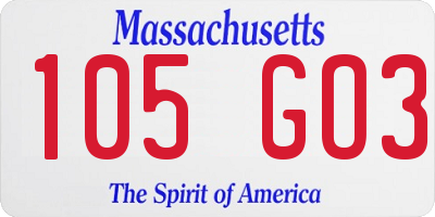 MA license plate 105GO3