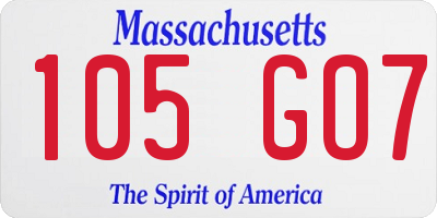 MA license plate 105GO7