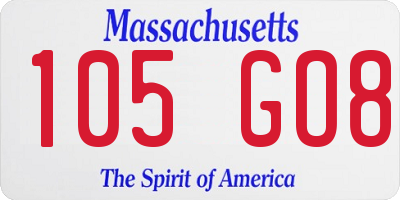 MA license plate 105GO8
