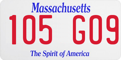 MA license plate 105GO9