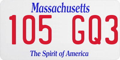 MA license plate 105GQ3