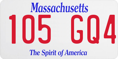 MA license plate 105GQ4