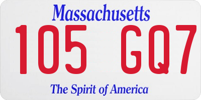 MA license plate 105GQ7
