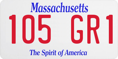 MA license plate 105GR1