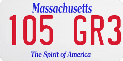 MA license plate 105GR3