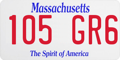 MA license plate 105GR6